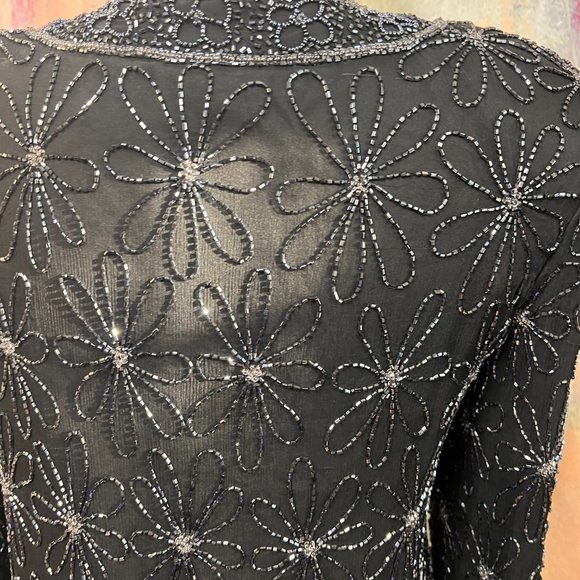 πCote d' Azur Stunning Elegant Evening Richly Beaded Silk Jacket - Picture 6 of 14